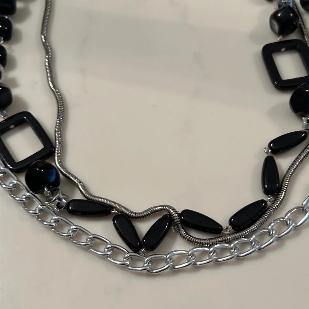 Chico's Black and Silver Multi-Strand Necklace
